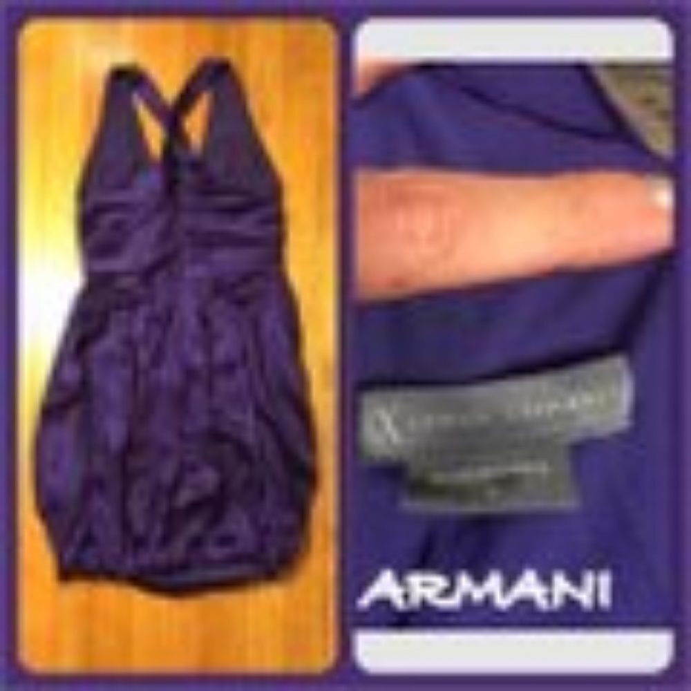 Armani Xchg Silk Royal Purple Cocktail Dress Sz 2 - Picture 7 of 8